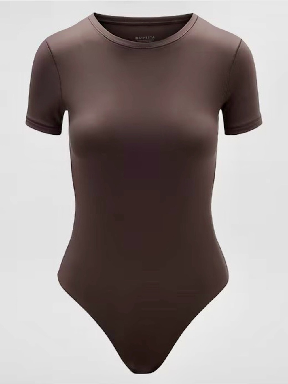 Athleta Body Move Crew Neck Short Sleeve Bodysuit in Truffle Size Medium
